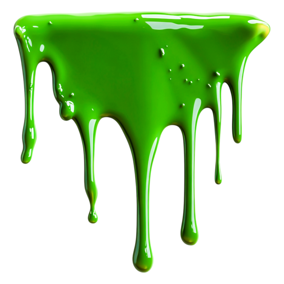 Vibrant Green Paint Dripping Design for Creative Projects png