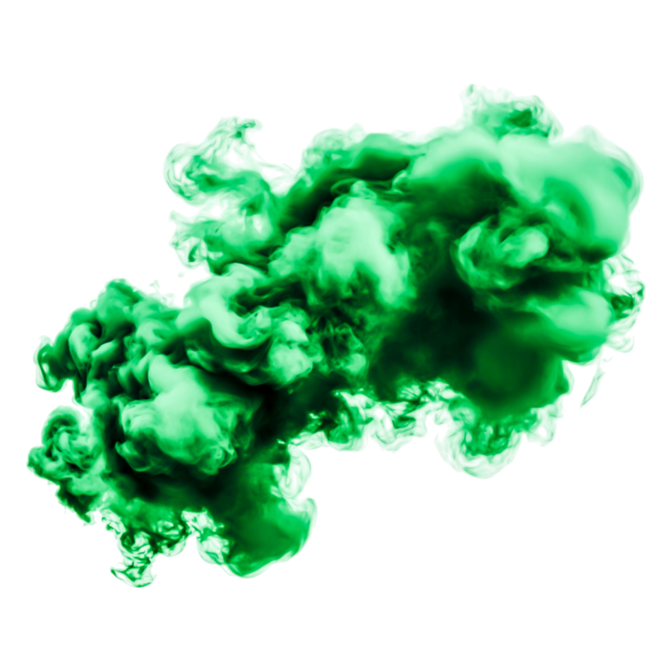 Vivid Green Smoke Cloud on Black Background for Creative Projects png