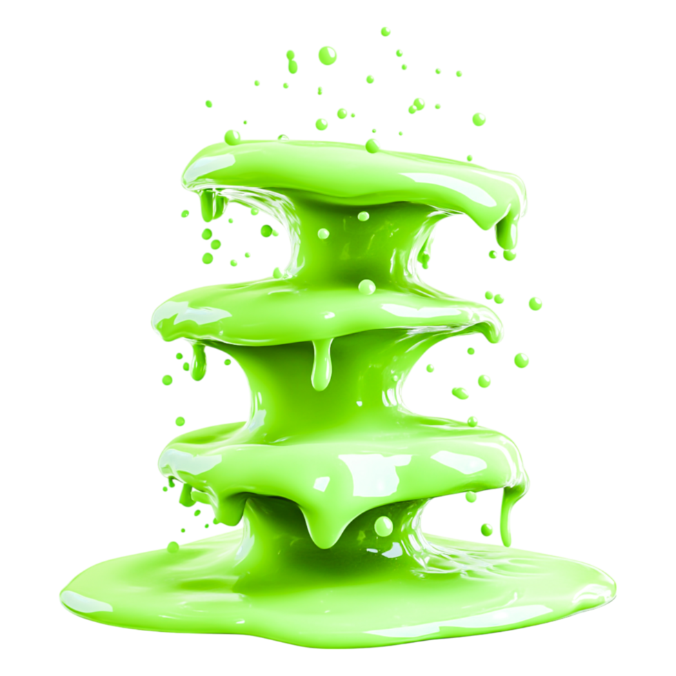 Vibrant Green Liquid Splash with Cascading Layers and Drips png