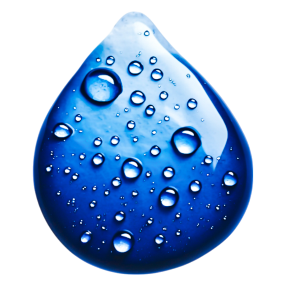Blue Water Drop with Bubbles on Smooth Surface for Nature Photography png