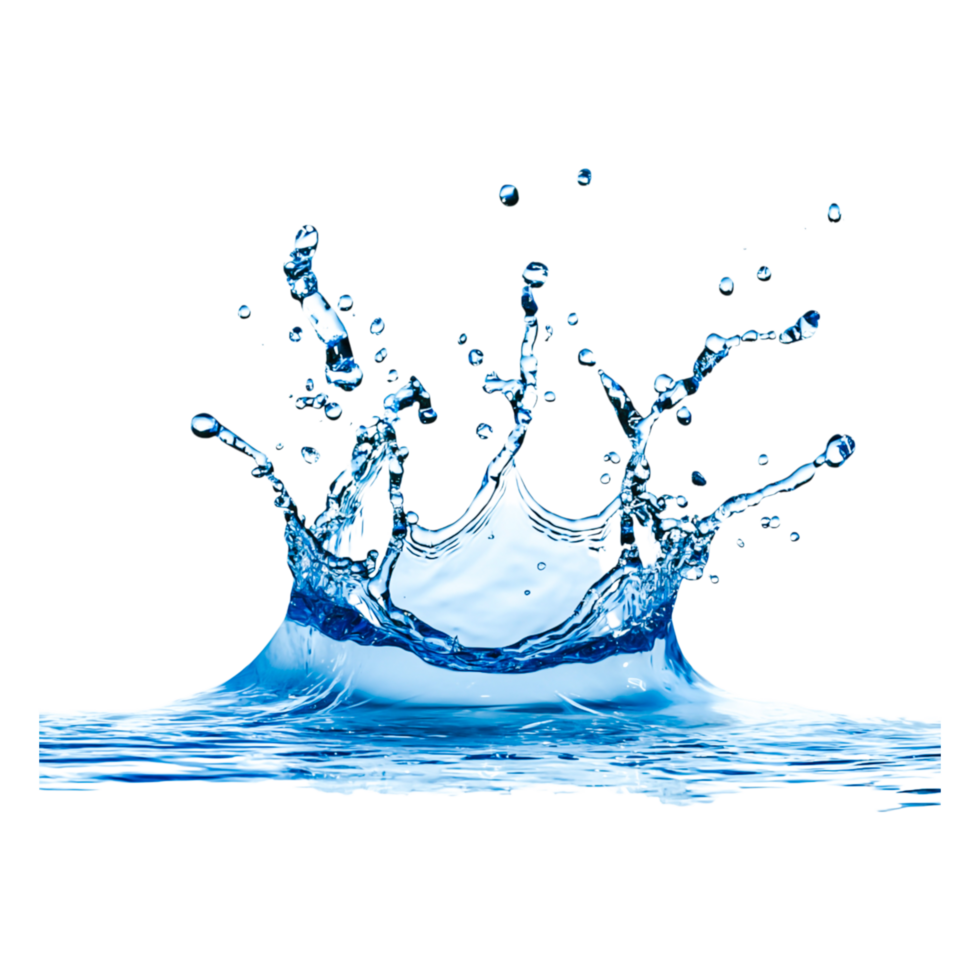 Splashing Water Droplets on Calm Surface with Clear Blue Tone png