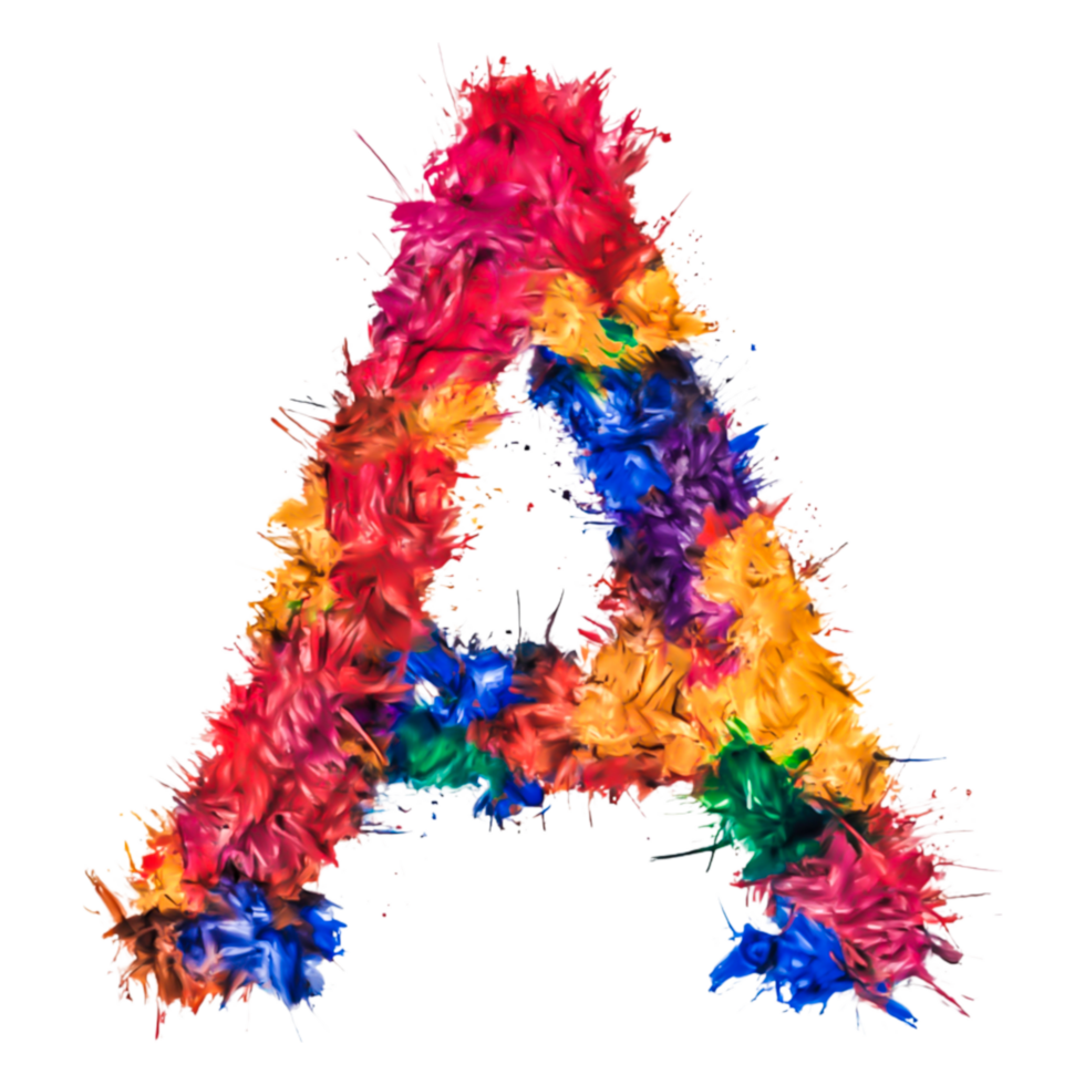Colorful Artistic Letter A with a Unique Feather Design png