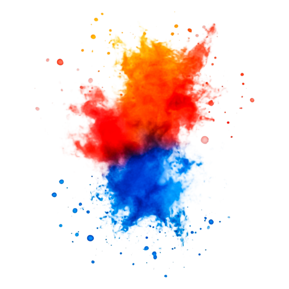 Vibrant Abstract Watercolor Blot with Dynamic Color Splashes png