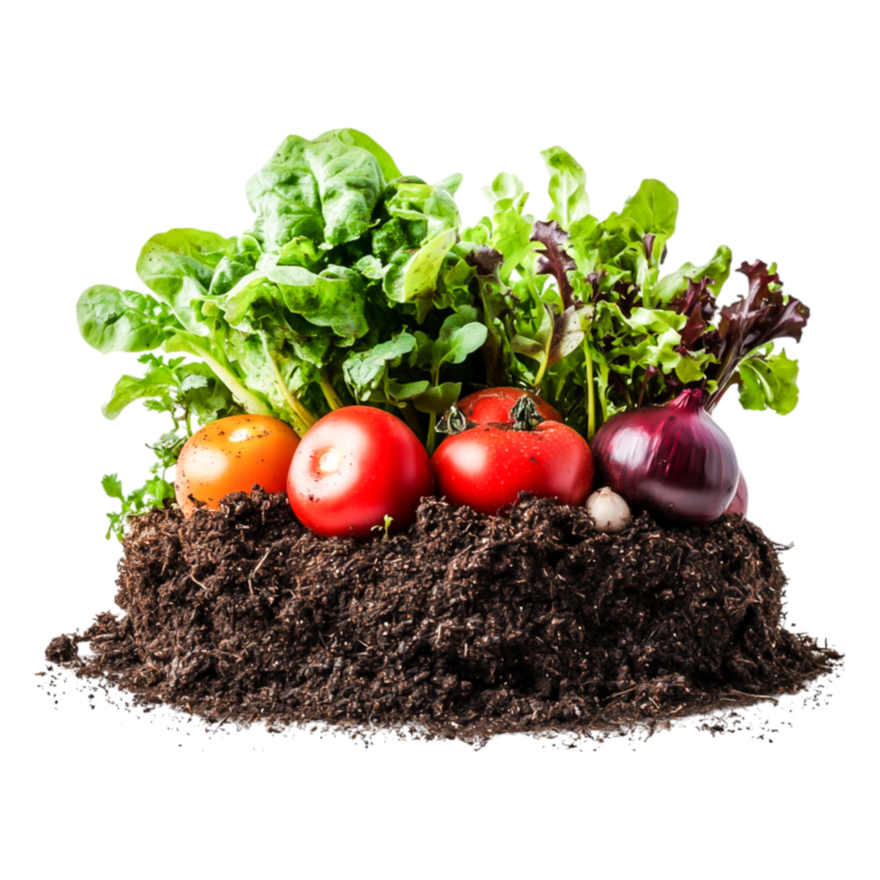 Fresh Organic Vegetables with Soil and Green Leaves on Display png