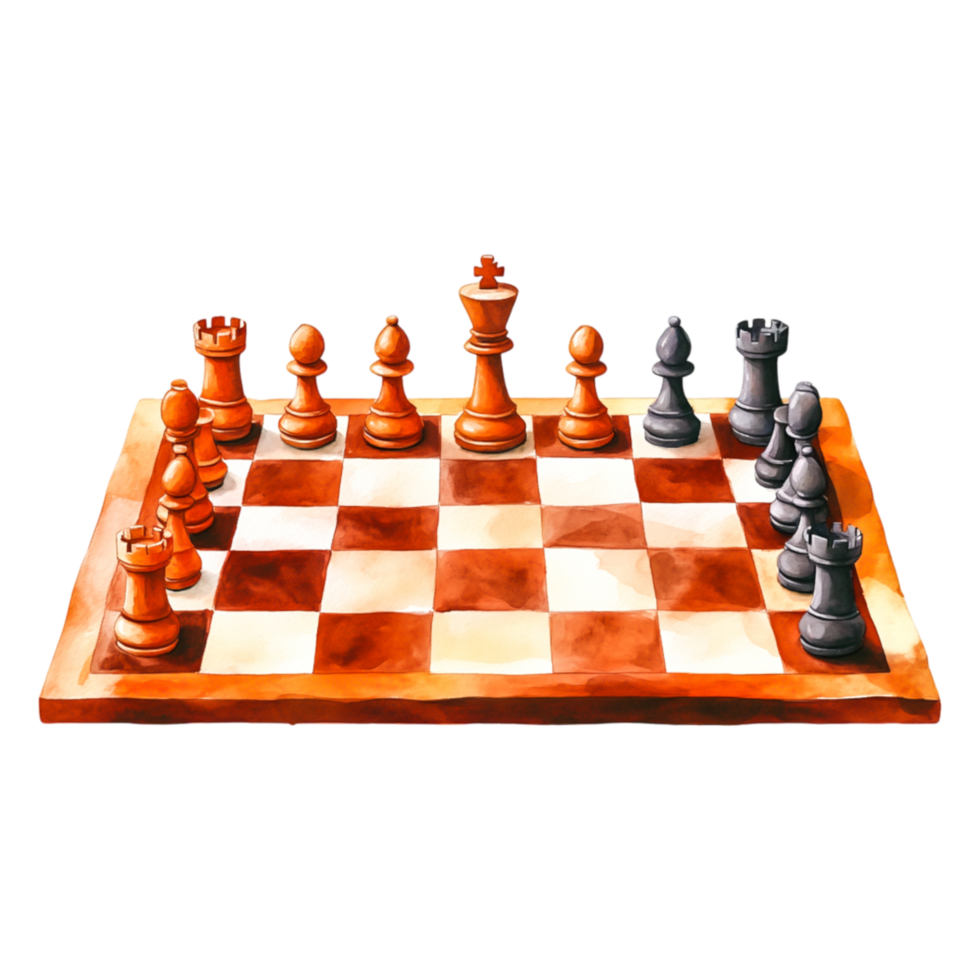 Colorful Chess Board with Pieces in a Strategic Game Setting png