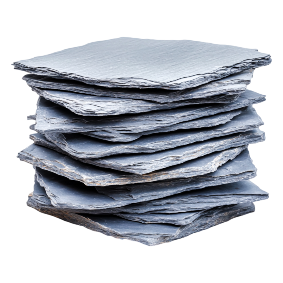 Stack of Natural Slate Stone Tiles with Textured Surface for Design png