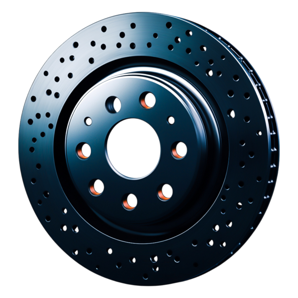 closeup of a High-Performance Brake Disc with Ventilation Holes png