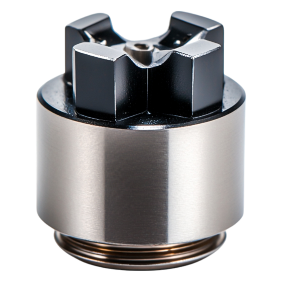 Detailed closeup of a Metallic Mechanical Component with Black Finish png