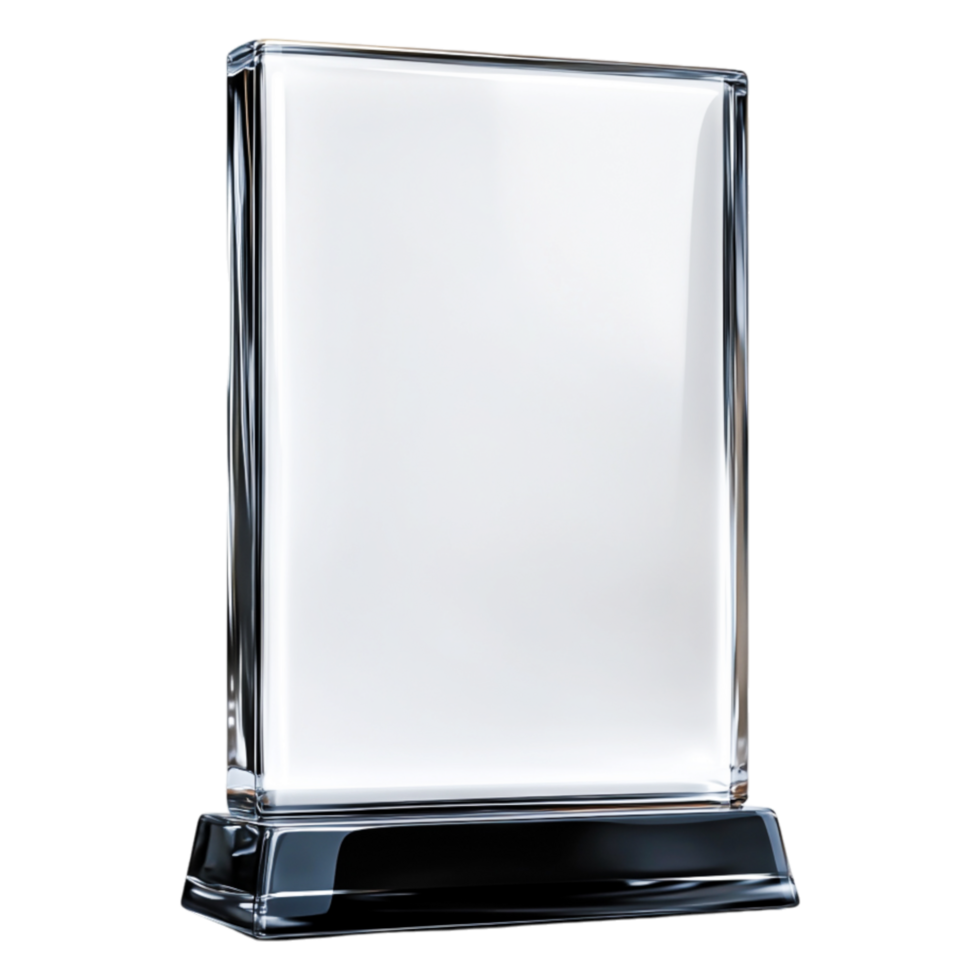 Clear Crystal Trophy on Black Base for Awards and Recognition Events png