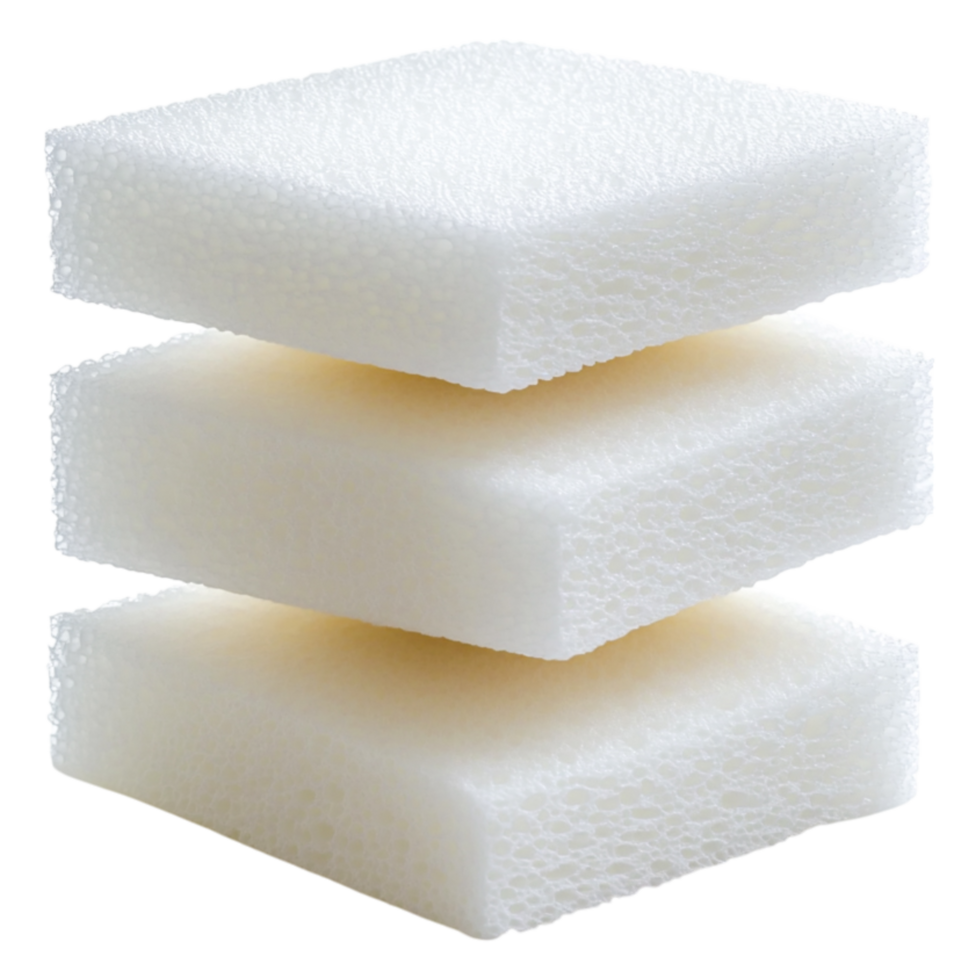 Three Layers of White Cleaning Sponges Stacked on Each Other png