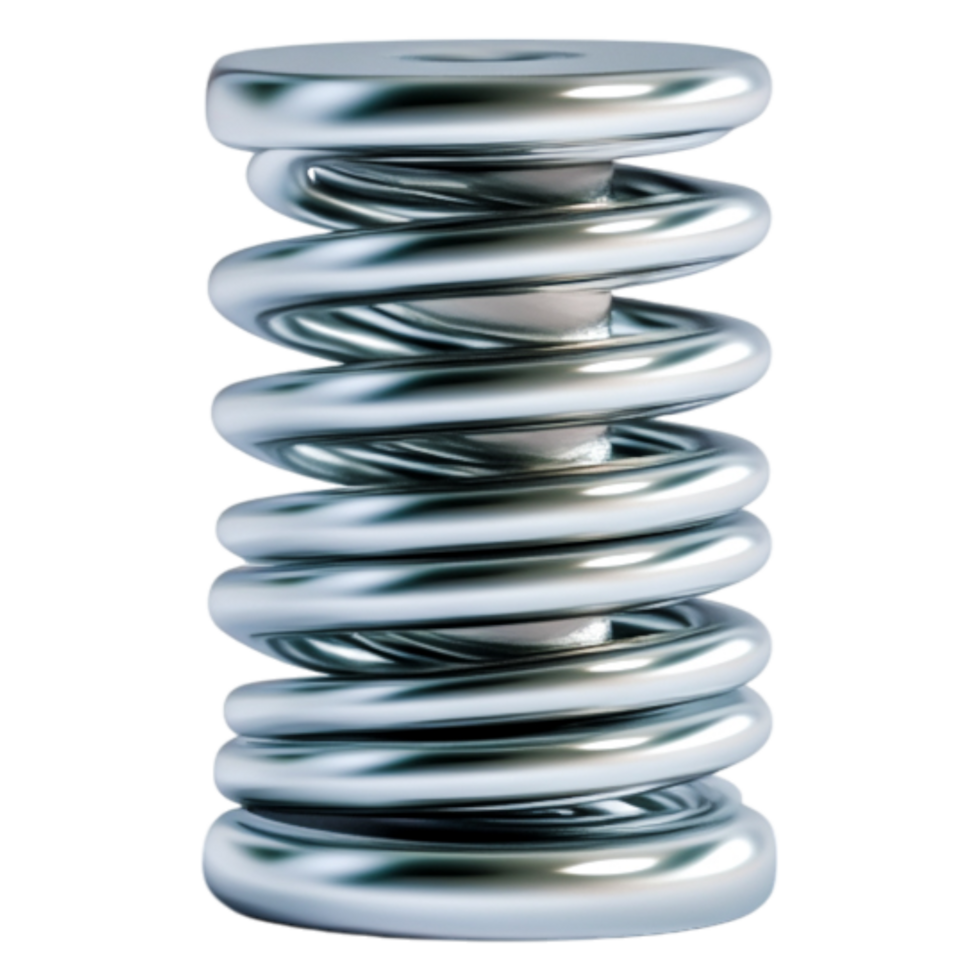 Metallic Coil Spring with Smooth Surface in a 3D Rendered Design png