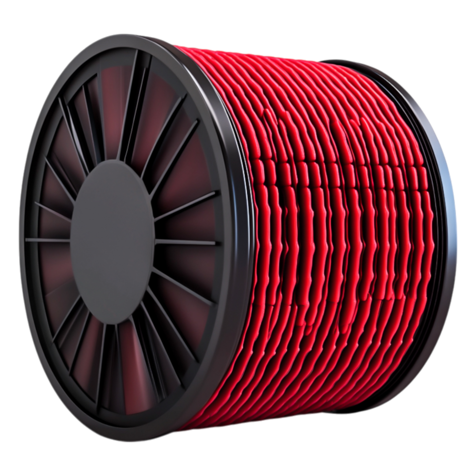 Red Air Filter in a Round Shape with Pleated Design and Smooth Surface png
