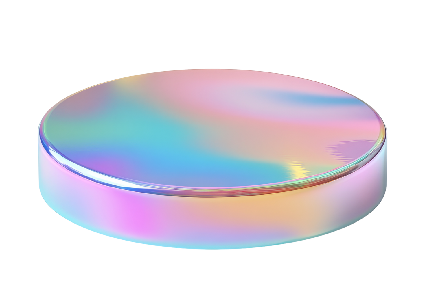 Colorful circular reflection on a surface studio 3d png