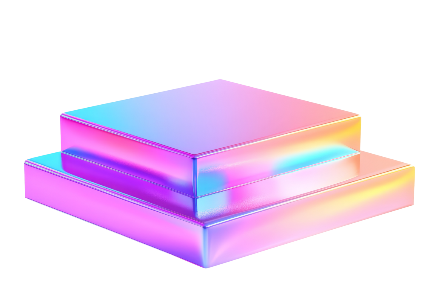 Vibrant holographic stacks studio 3d design bright aesthetic png