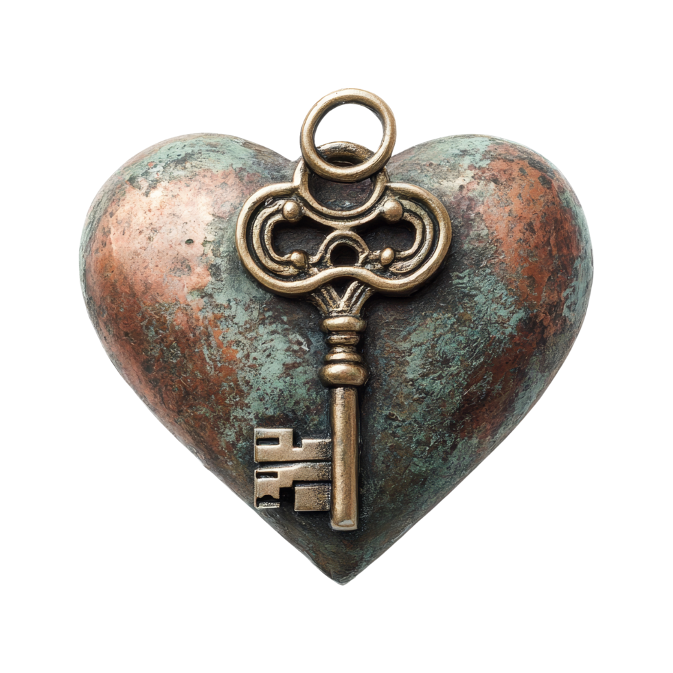 Unlocking love heart-shaped key conceptual art studio png