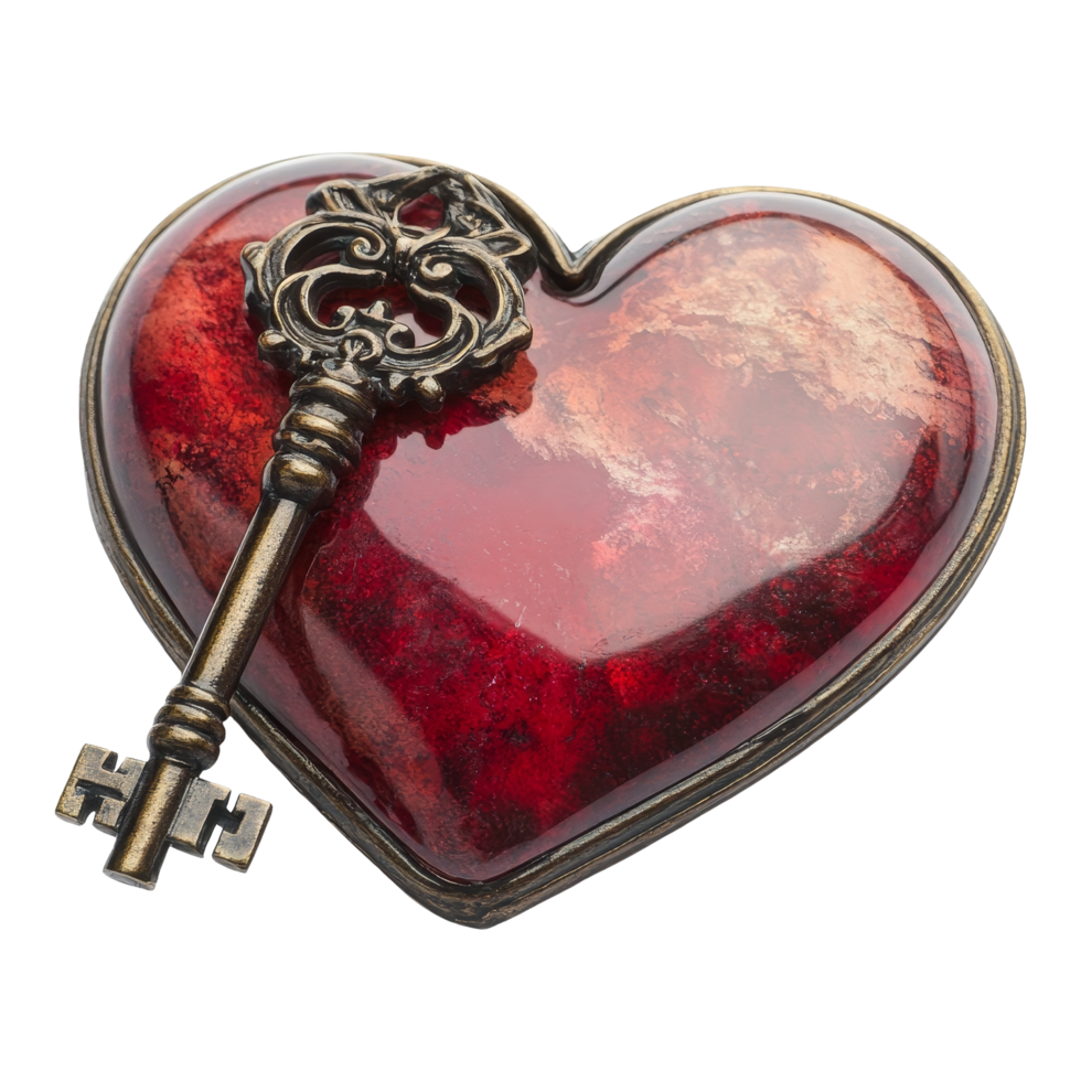 Unlocking love heart-shaped key in romantic setting png