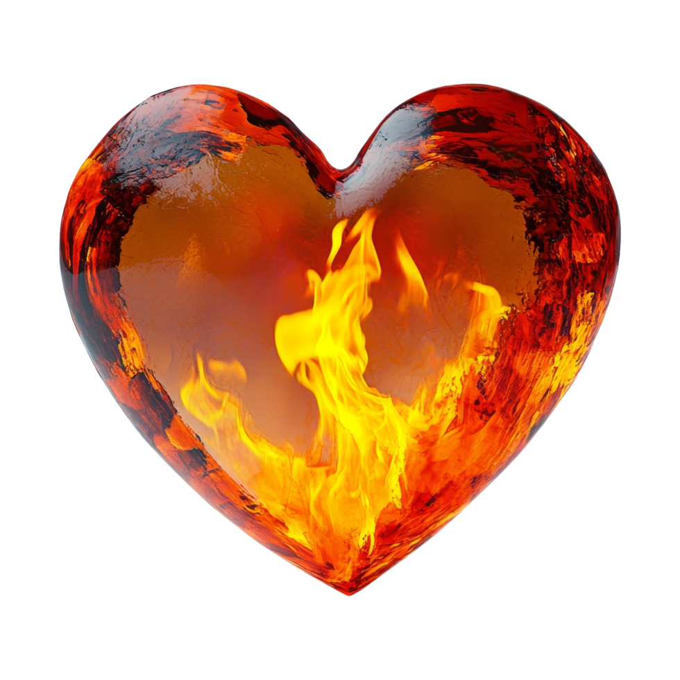 Fiery heart illustration digital art vibrant design png