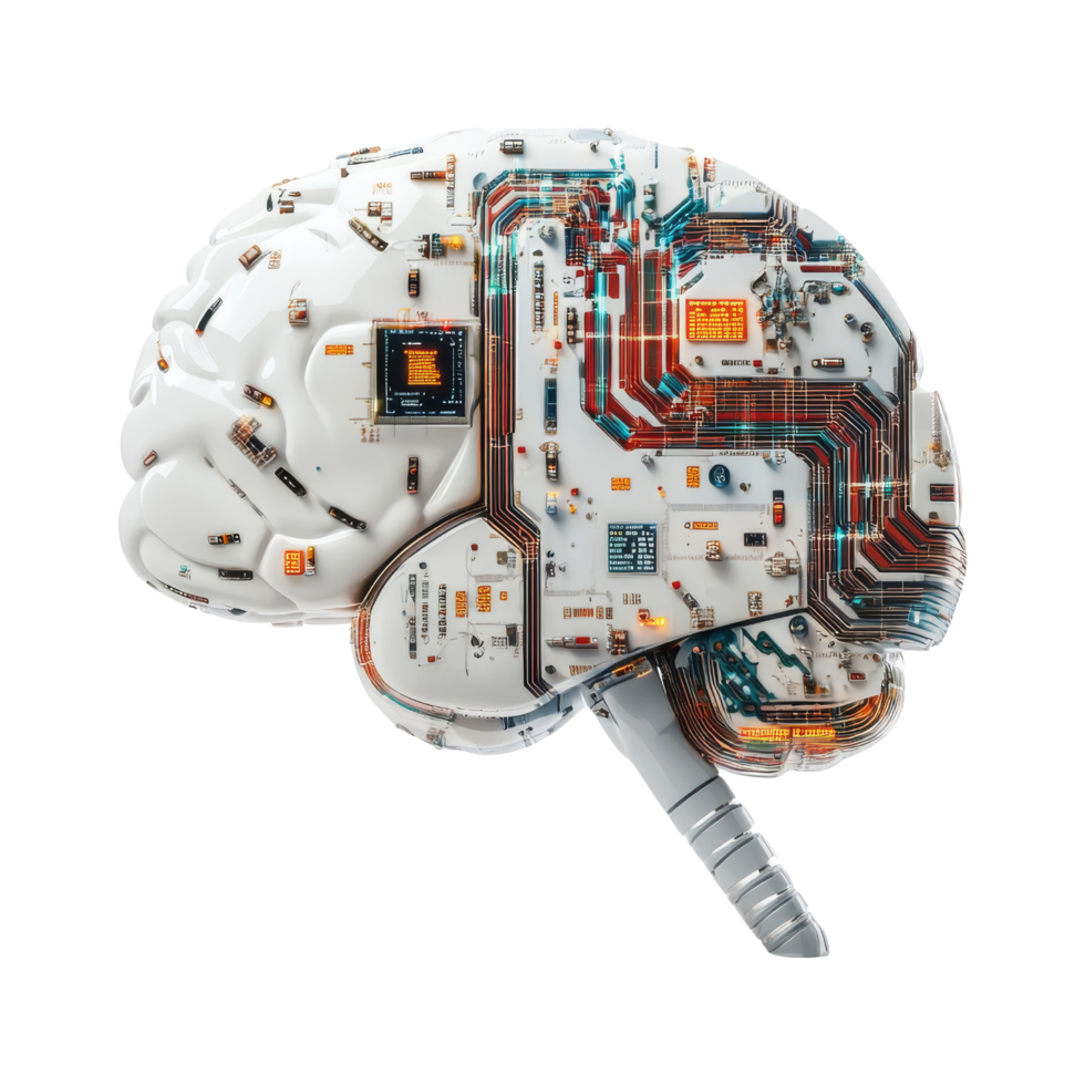 Innovative technology brain design digital art 3d view png