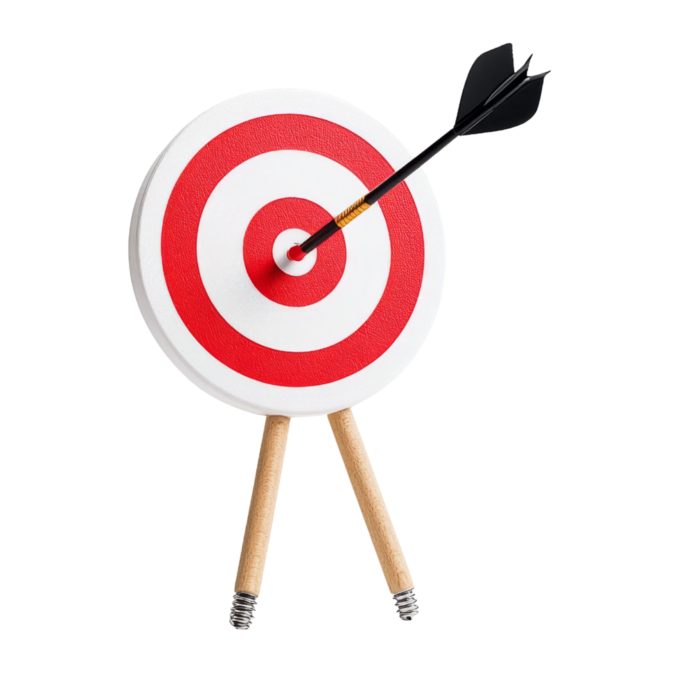 Close-up of dart hitting bullseye at archery range png