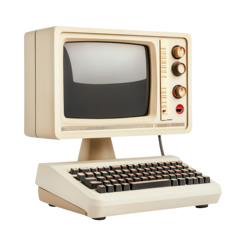 Enjoying retro gaming on vintage computers indoors png