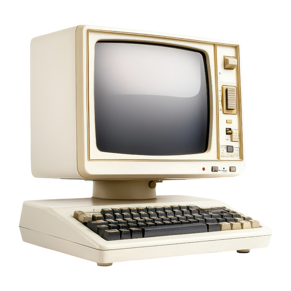 Retro computer displaying vintage technology studio image png