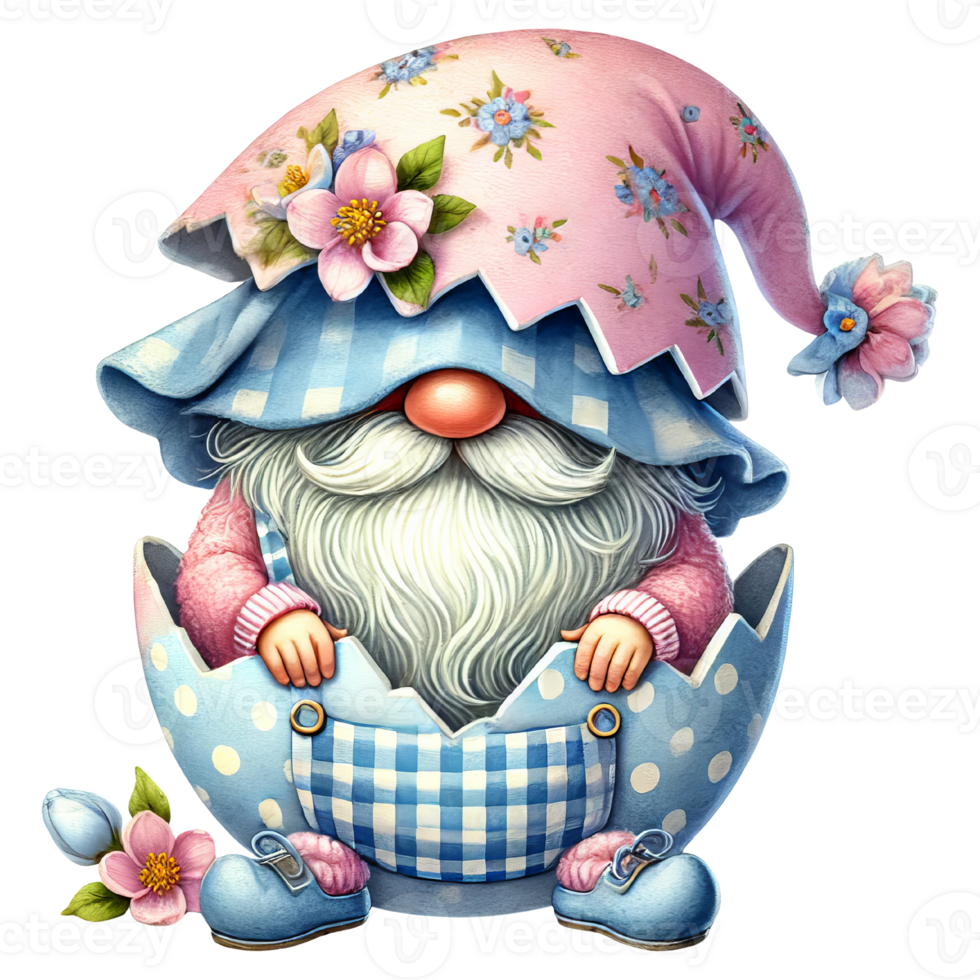 Easter day gnome in egg spring celebration fantasy png