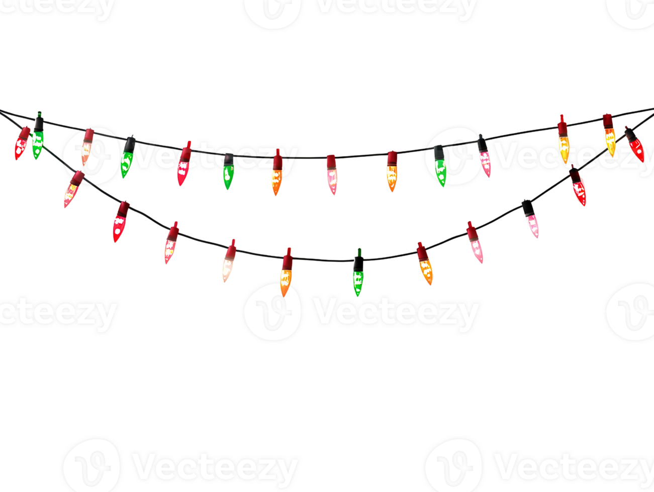 Warm Red and Yellow Christmas Fairy Lights on Transparent Background png