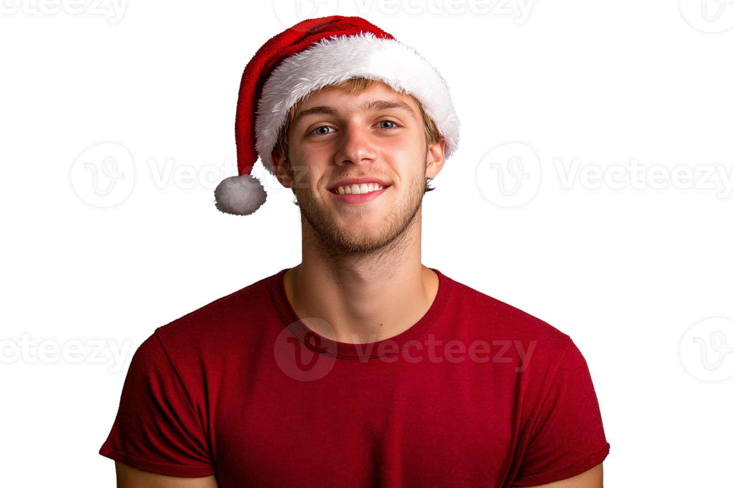 Grumpy Man in Santa Hat on Transparent Background png