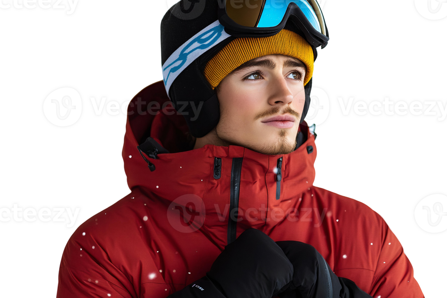 Red ski jacket man on transparent background png