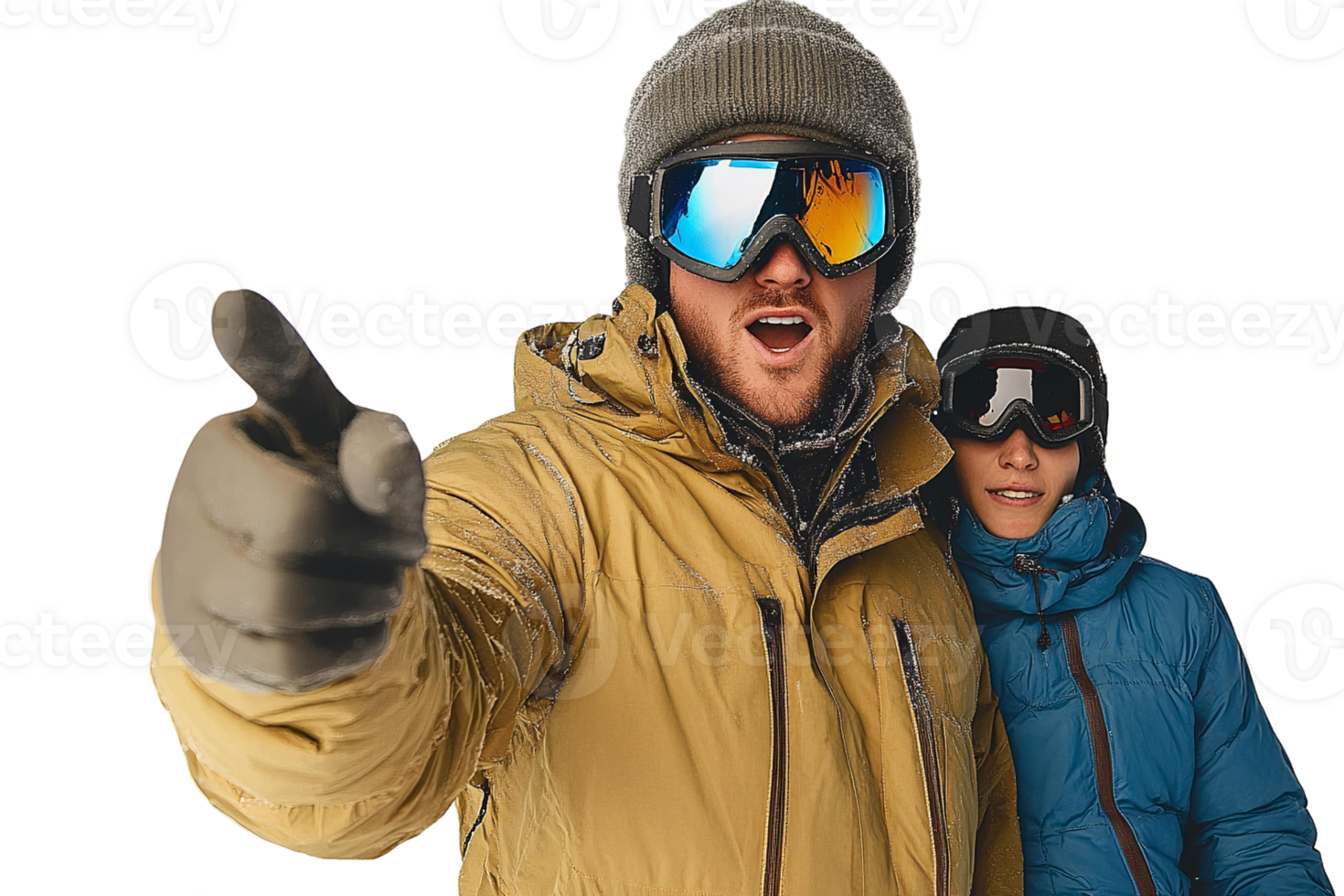 Snowboarder pointing on transparent background png