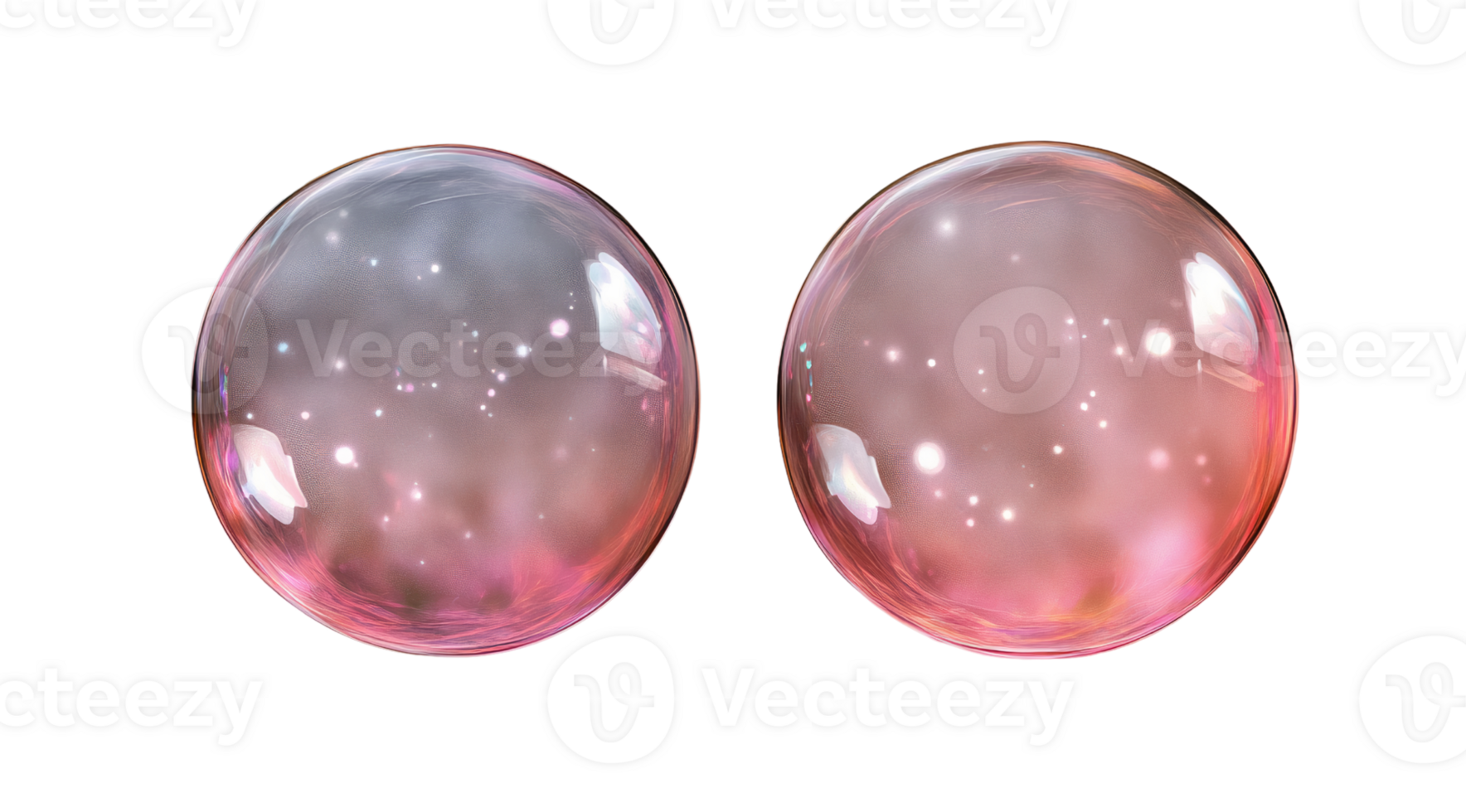 Pink bubbles with inner glow on transparent background png