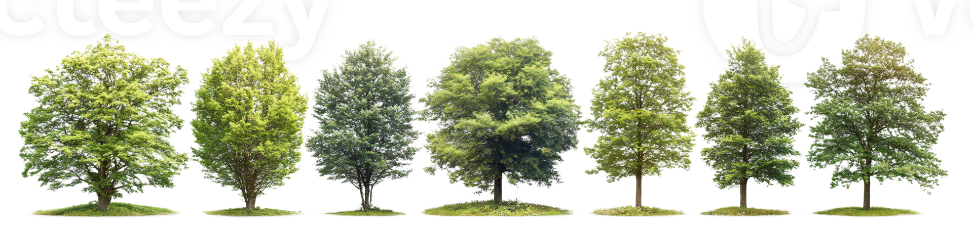 Green trees row isolated on transparent background png