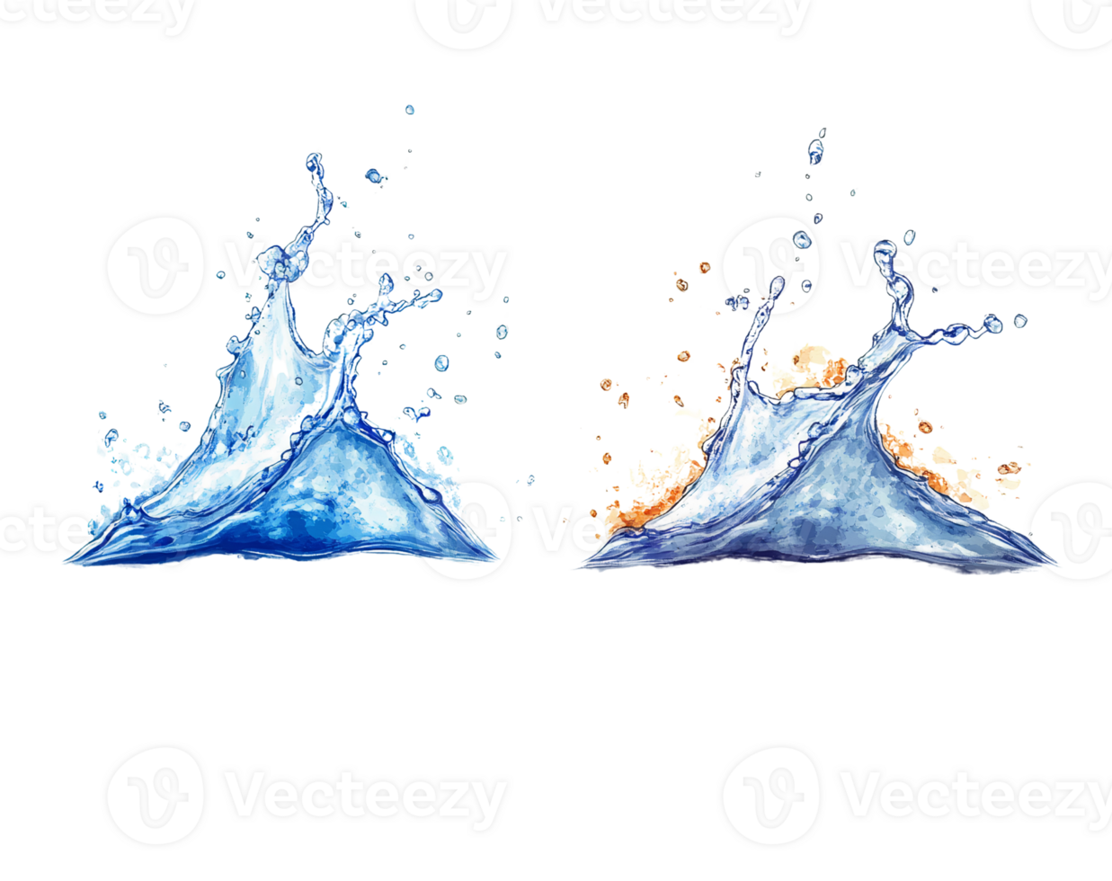 Water splash illustration on transparent background png