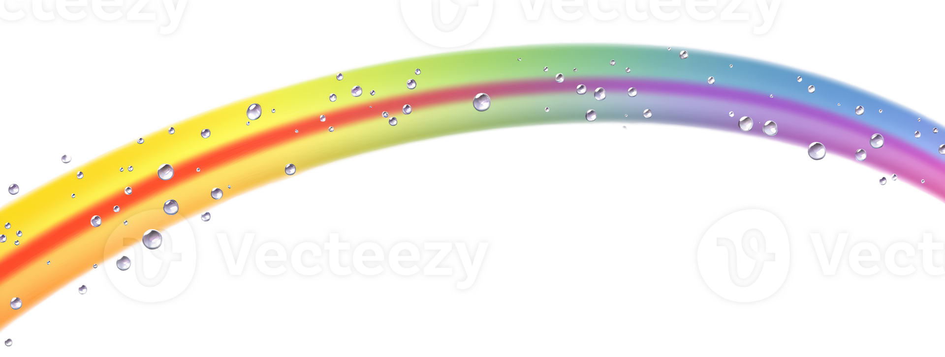 Rainbow arc with water drops on transparent background png