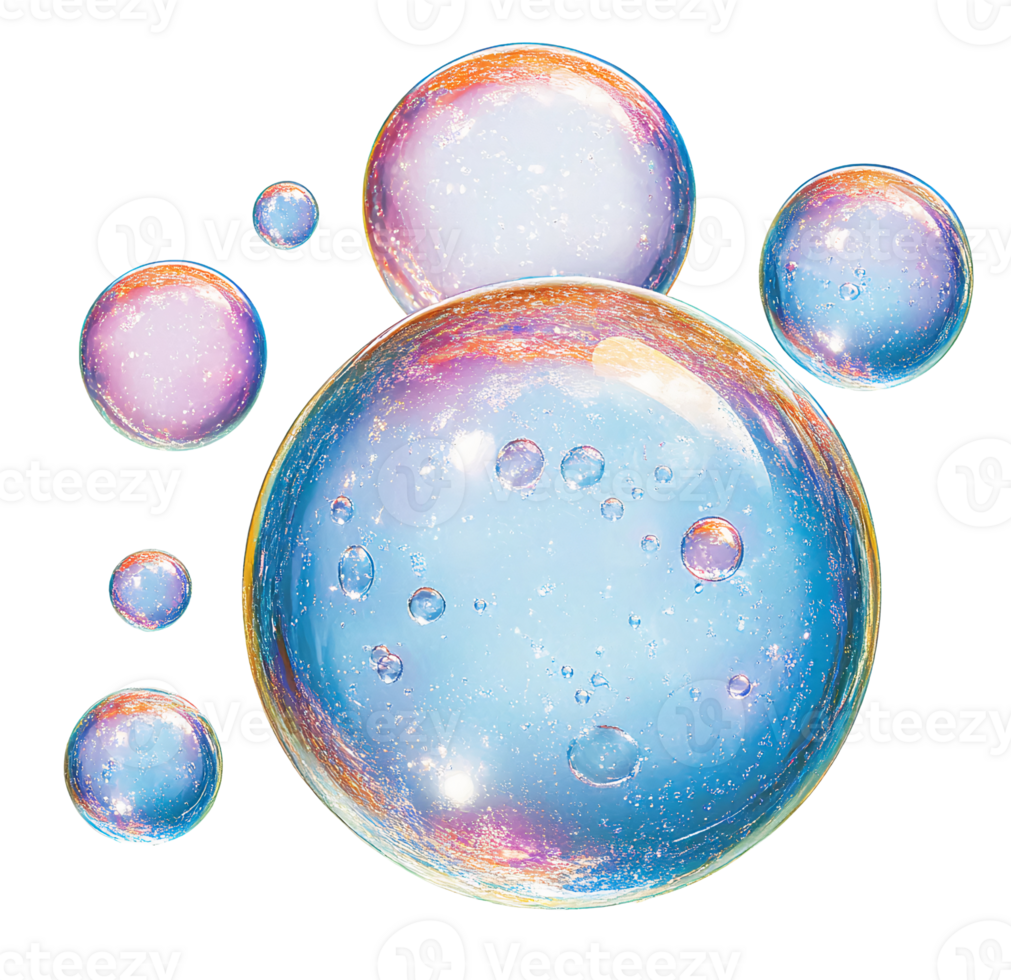 Whimsical Iridescent Bubble Cluster on Transparent Background png