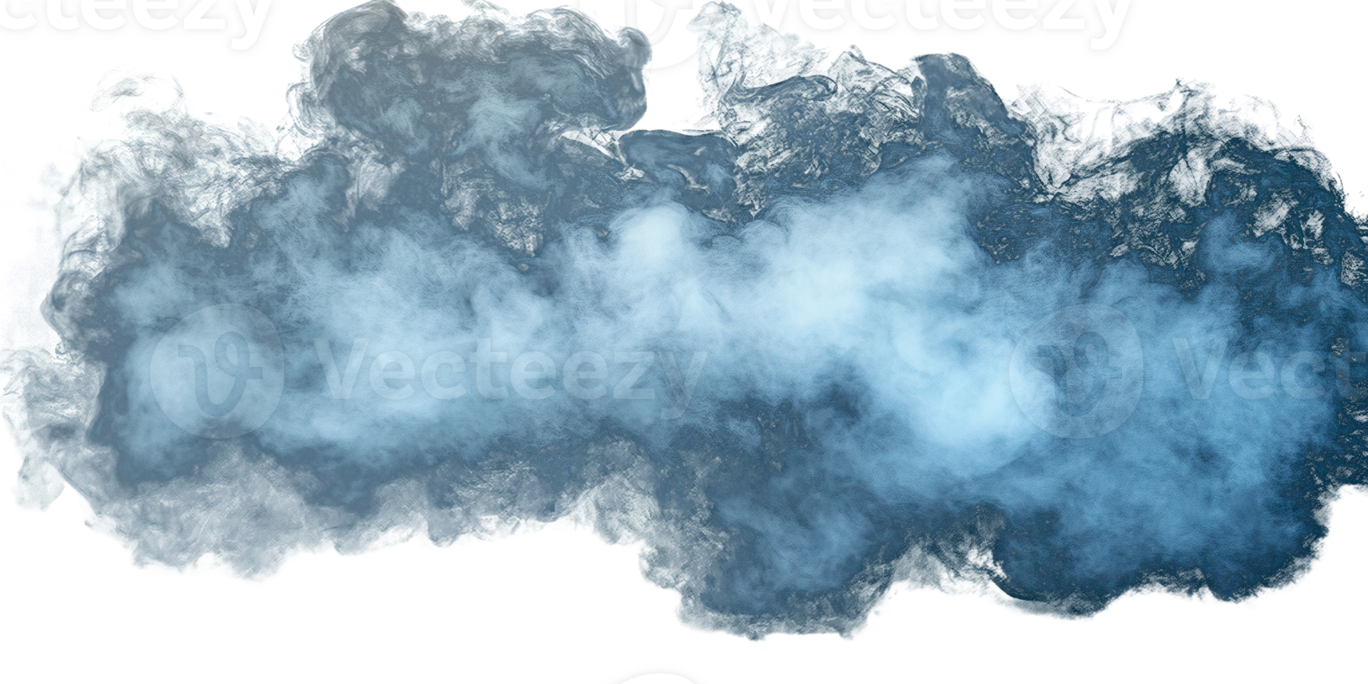 Blue smoke cloud on transparent background png