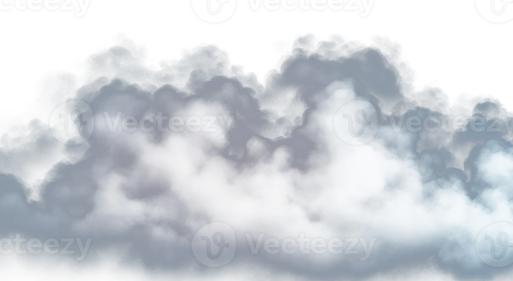 White smoke clouds on transparent background texture png