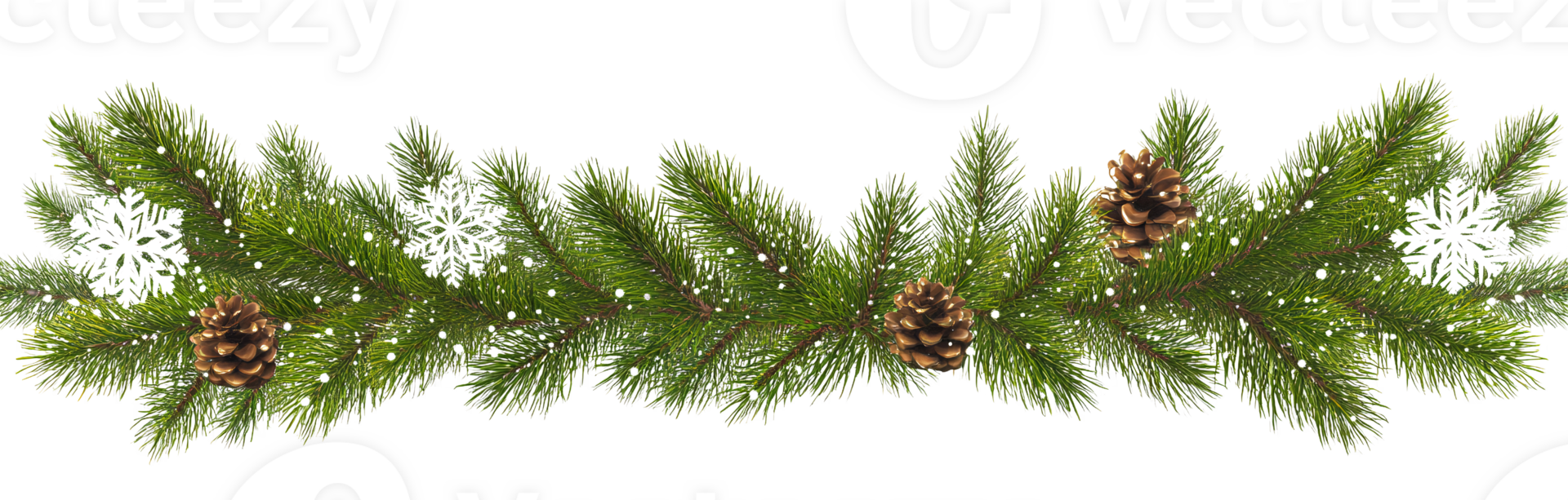 Pine Needle Wreath Frame on Transparent Background png