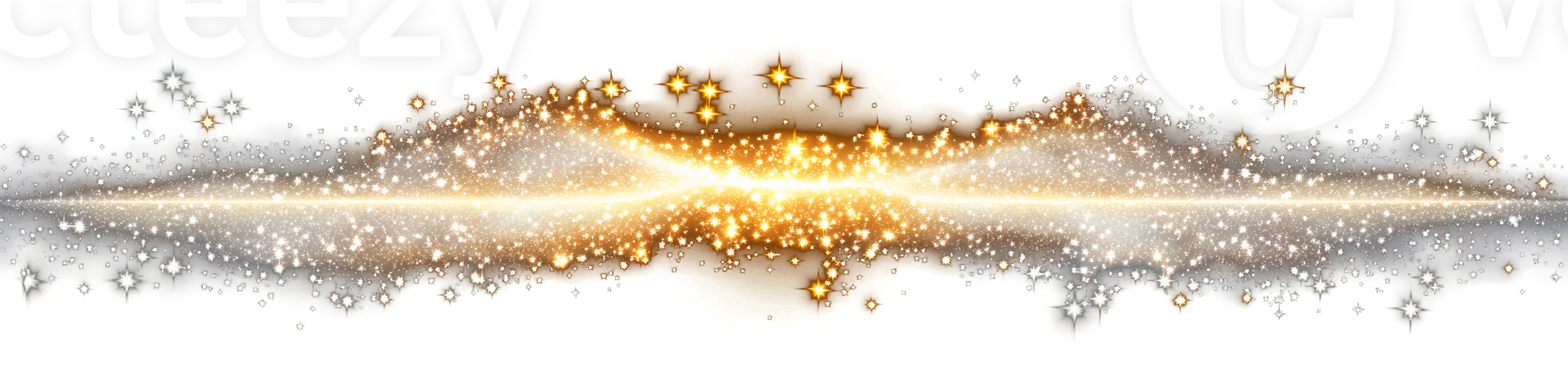 Gold and silver galaxy burst on transparent background png