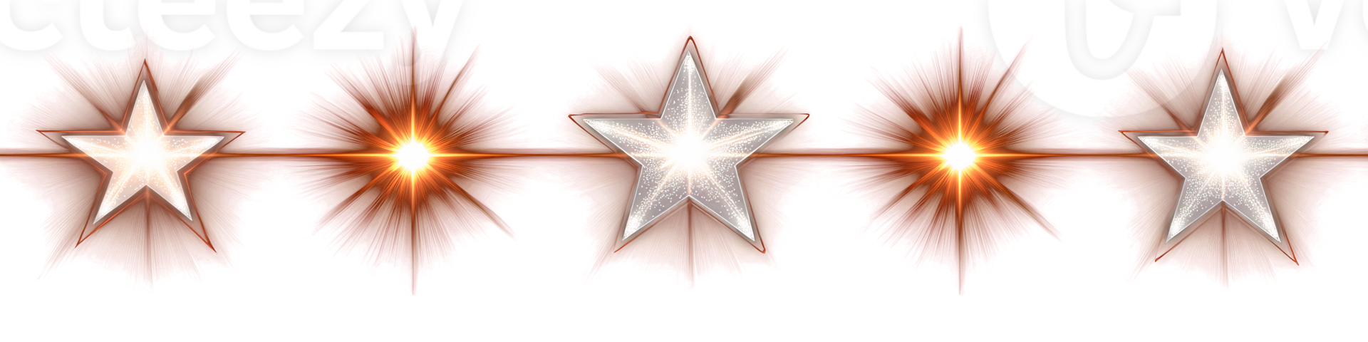 Glowing silver stars with red burst background on transparent background png