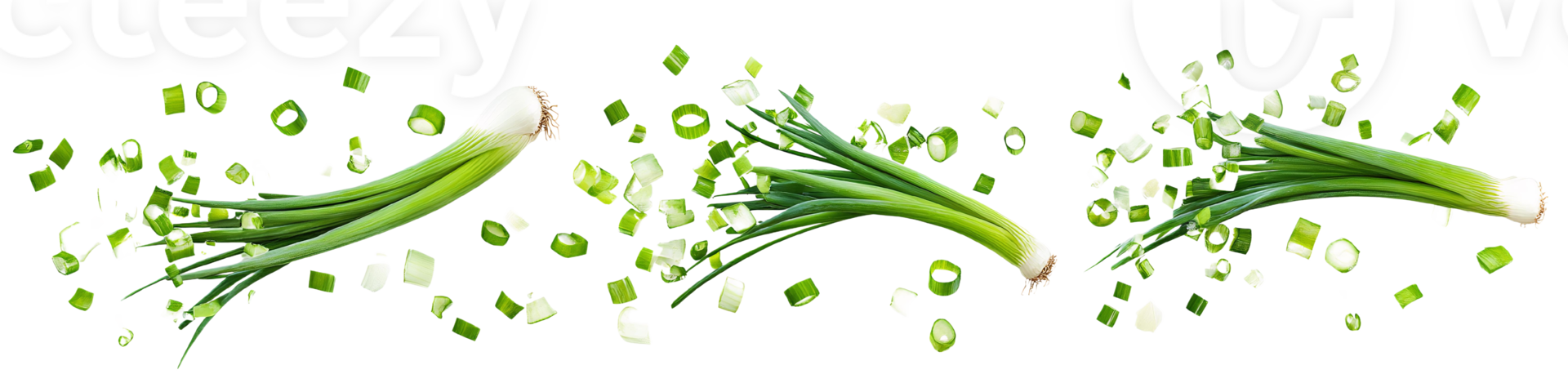 Fresh green onions chopped isolated on transparent background png