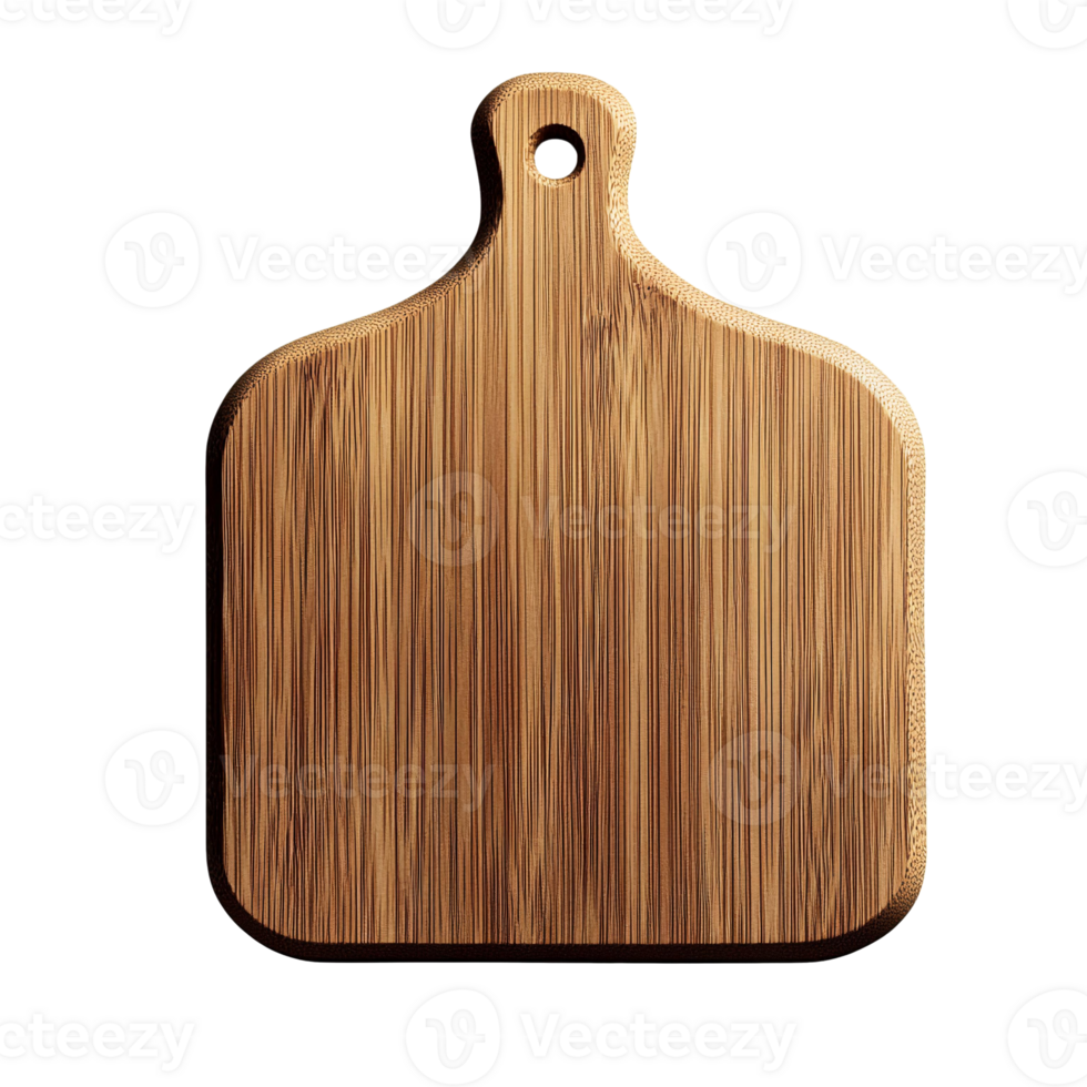 Bamboo cutting board with handle on transparent background png