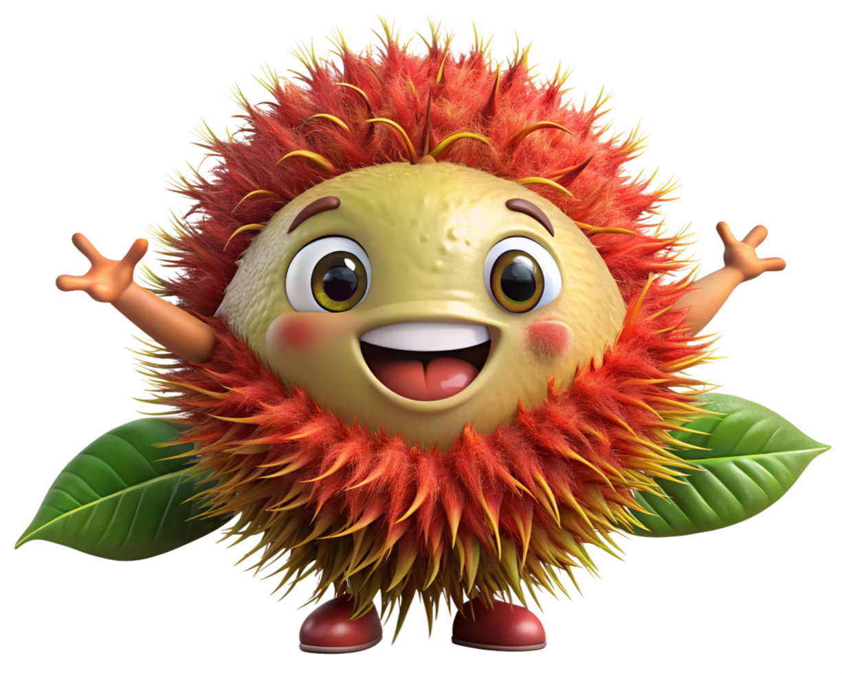 Simple and cheerful rambutan mascot with a classic smile png