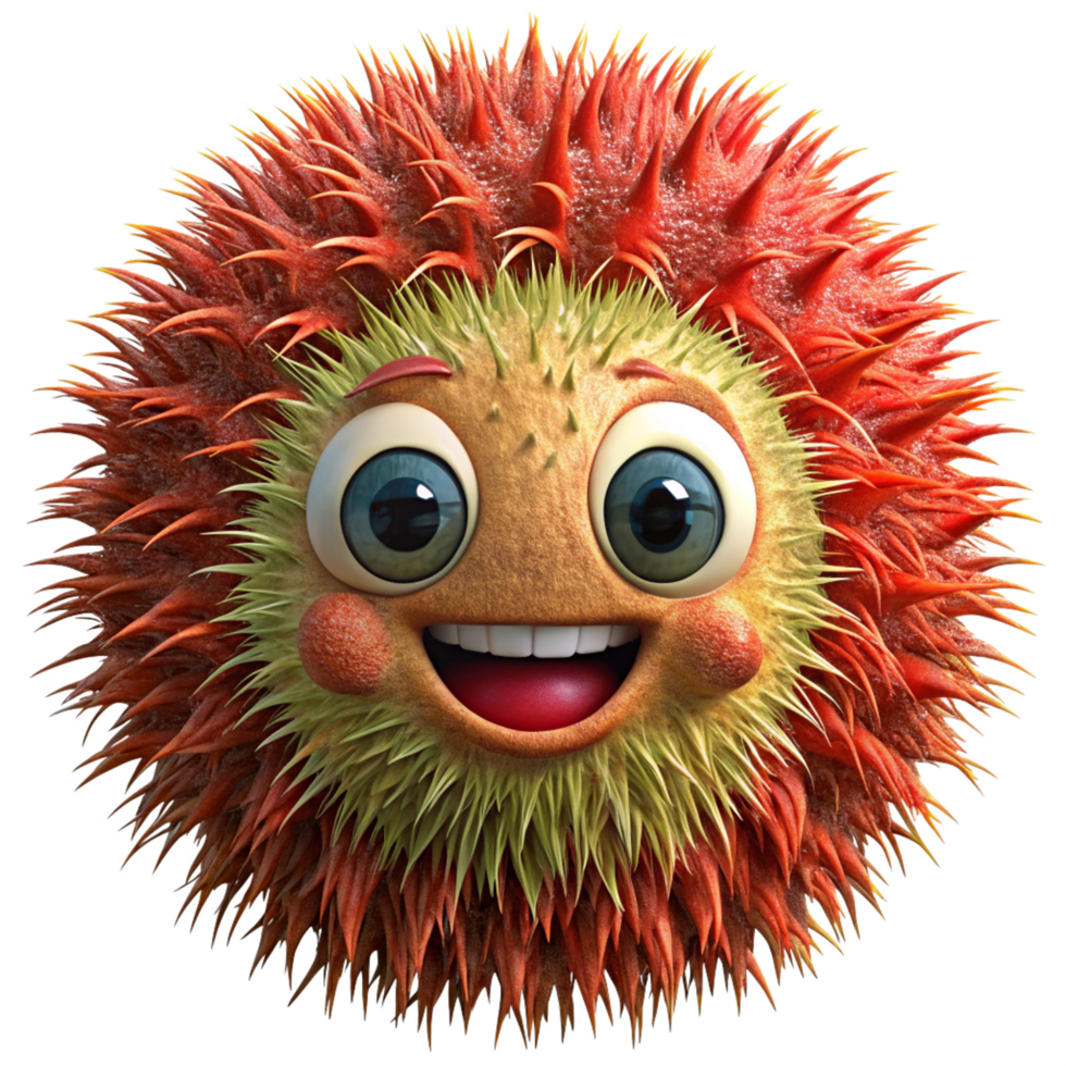 Rambutan cartoon mascot with a fun and simple design png