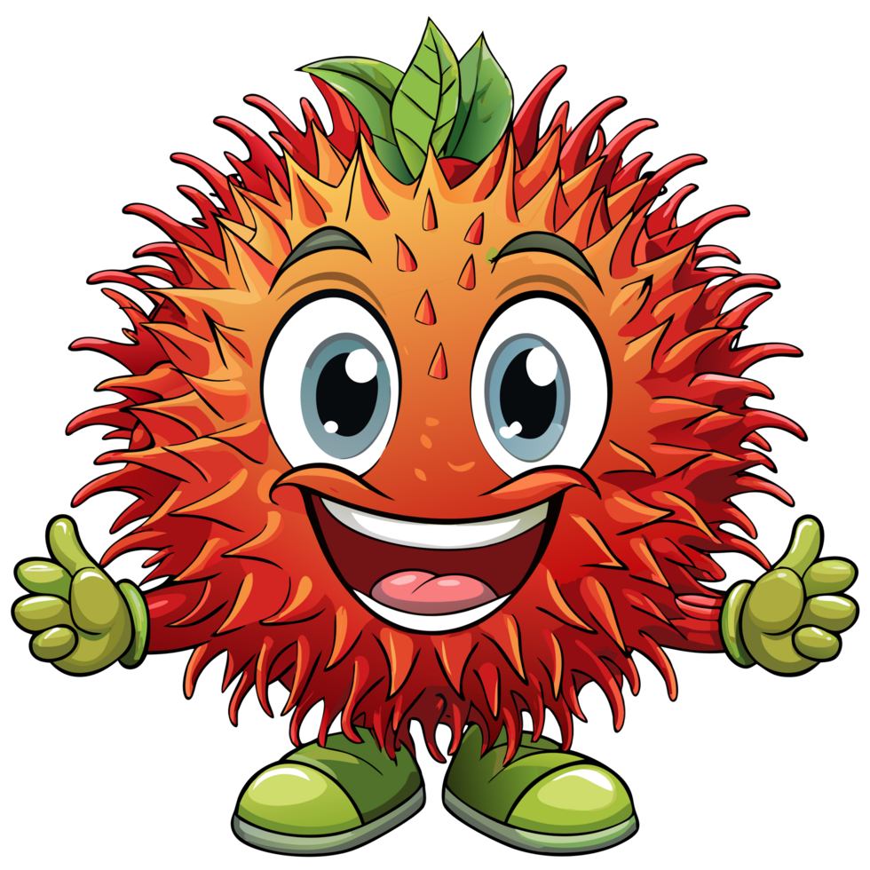 Rambutan mascot with a friendly and happy face png