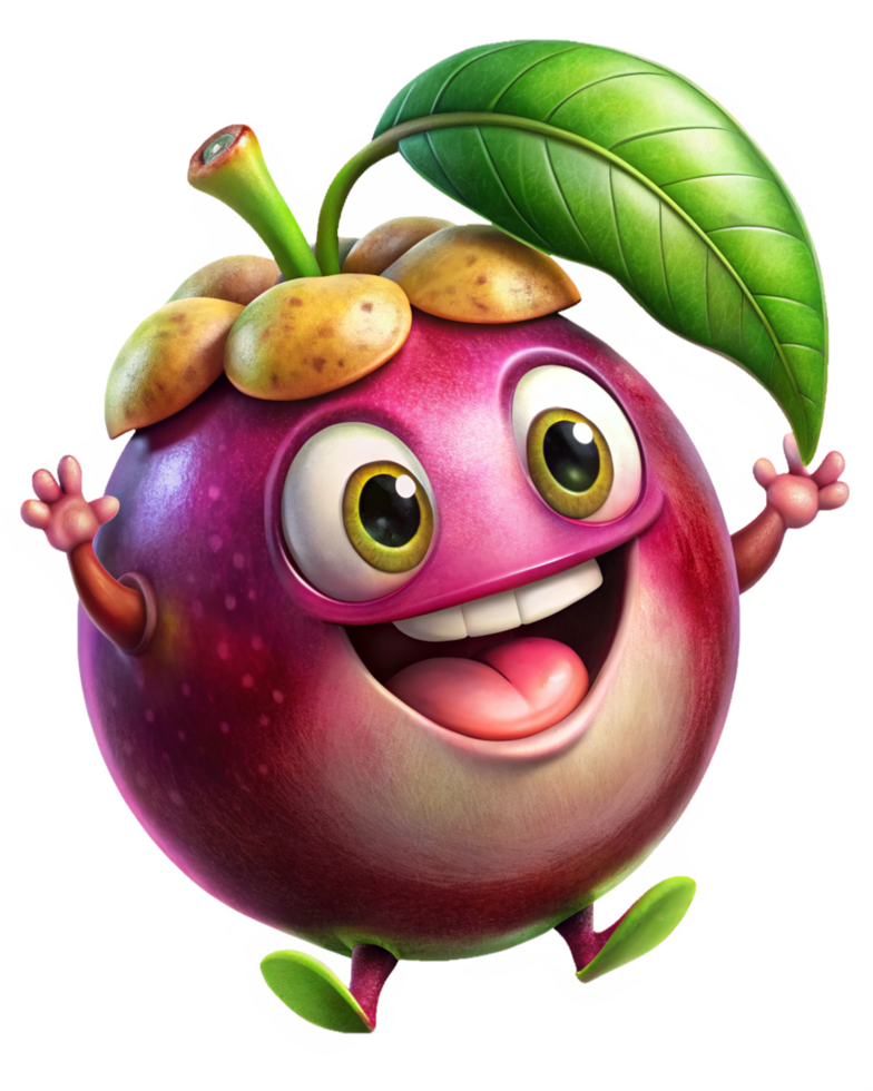 Adorable mangosteen cartoon with a joyful and calm presence png