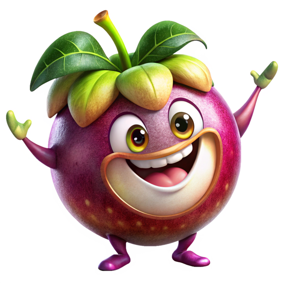 Mangosteen mascot standing still with a welcoming expression png