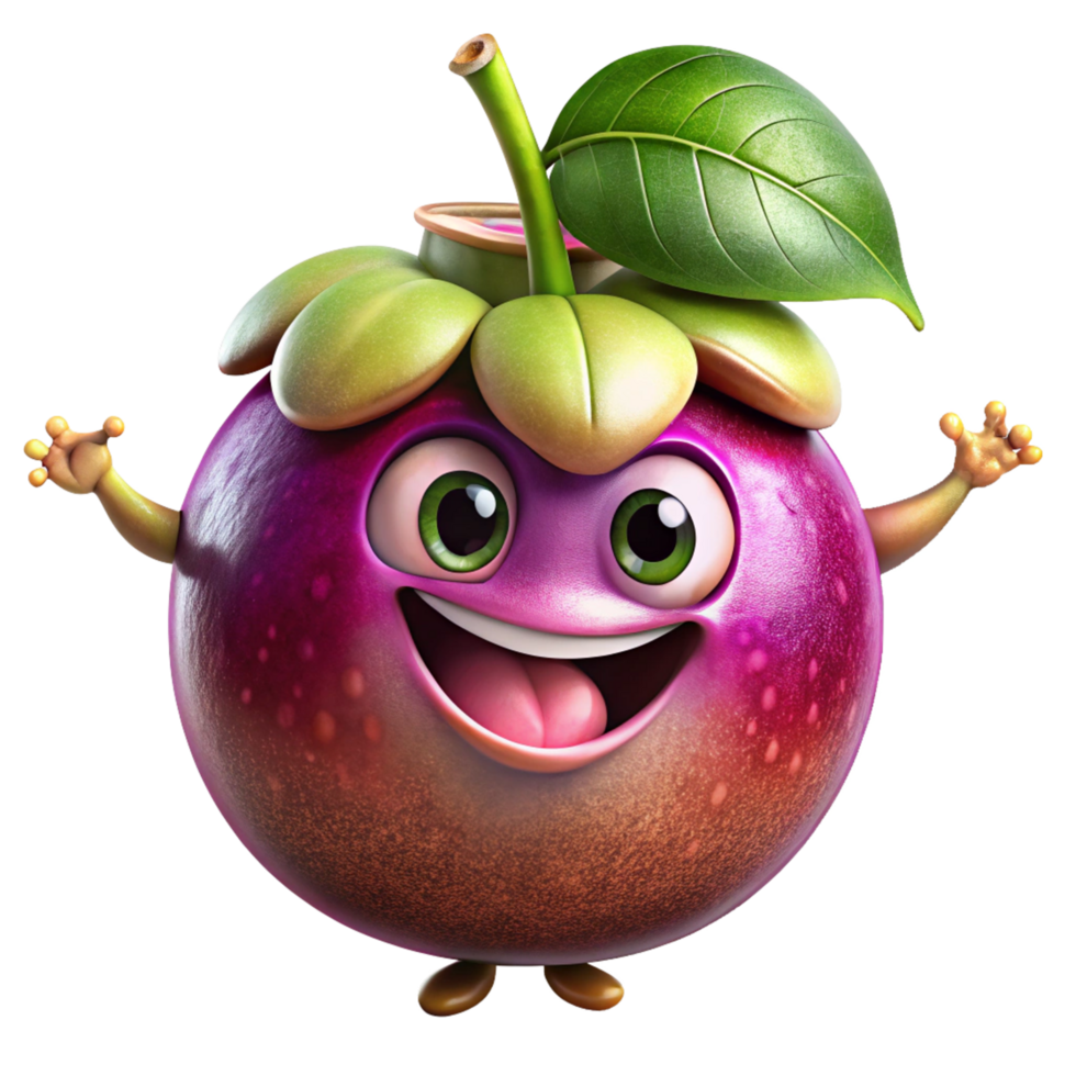 Cute mangosteen character with a warm and friendly look png