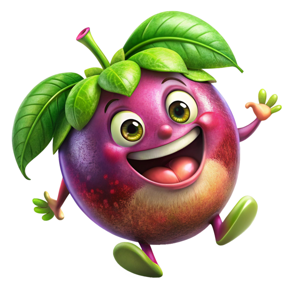 Simple and cheerful mangosteen mascot with a classic smile png