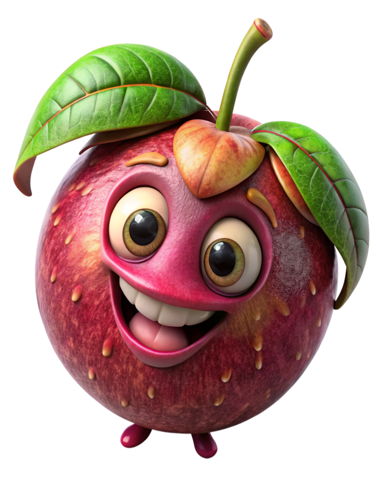 Friendly mangosteen mascot with a joyful and welcoming look png
